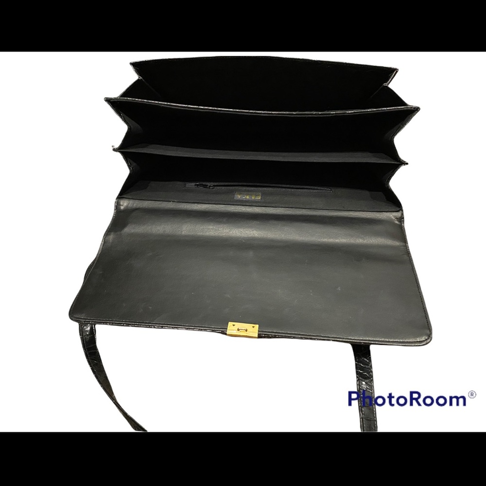 Black 1980’s Vintage anima embossed leather portfolio/briefcase/laptop case - Picture 5 of 6